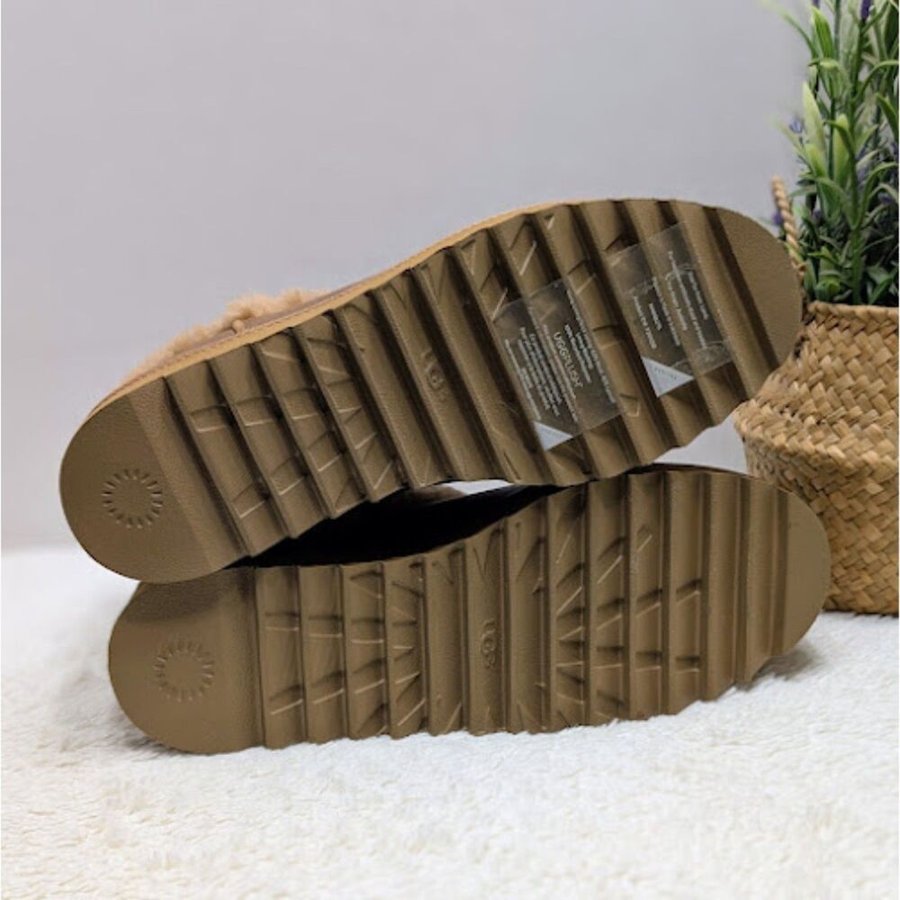 UGG Chestnut Ultra Mini Alina Curled Genuine Shearling Platform Boots W10 *NEW* - Picture 10 of 12